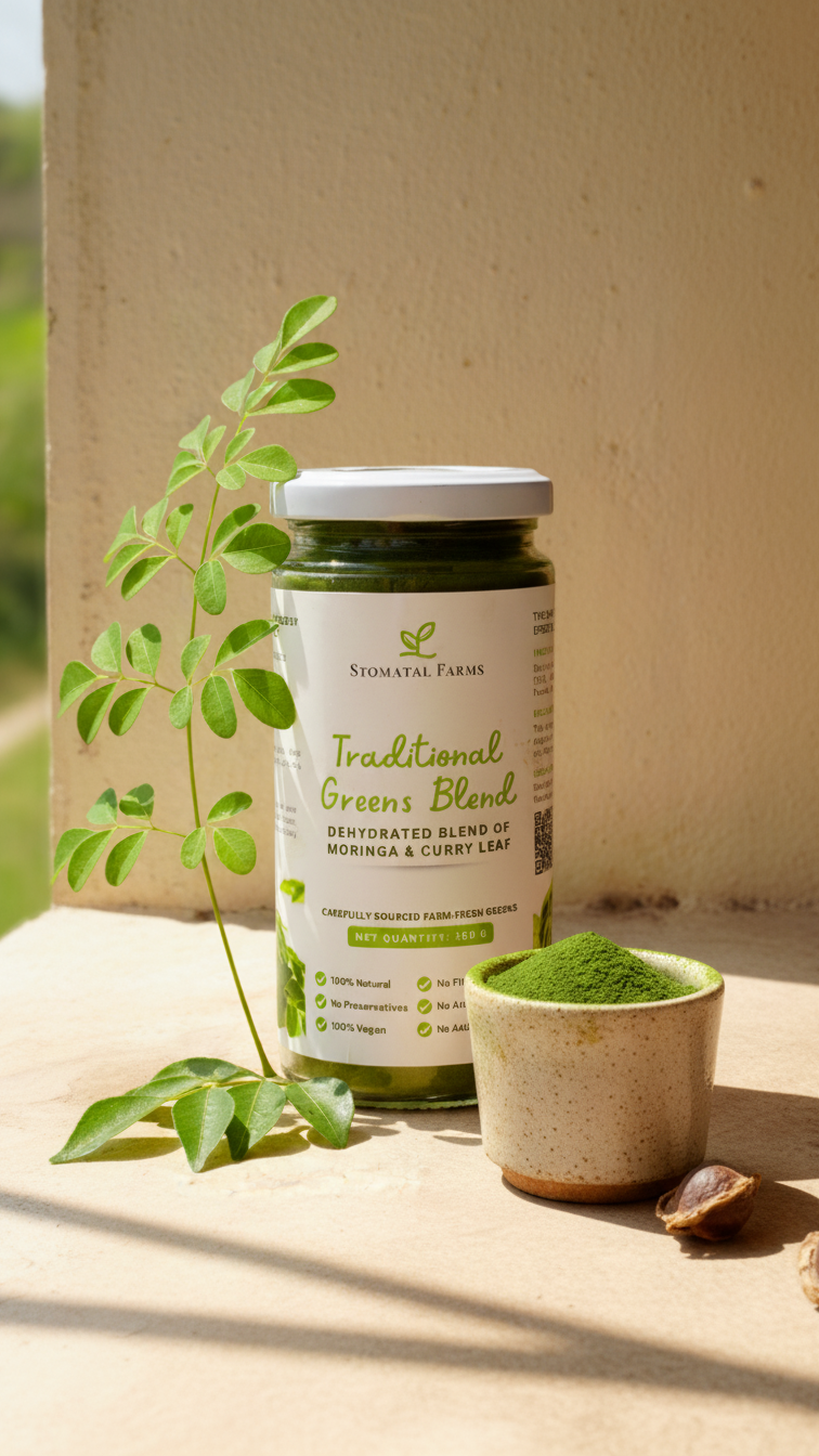 Traditional Greens Blend ā Moringa & Curry Leaf Powder (150 g)