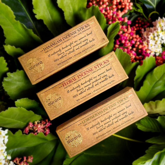 Aurora’s Cow Dung Incense Sticks Combo – (Dasangam, Floral, Lemongrass)