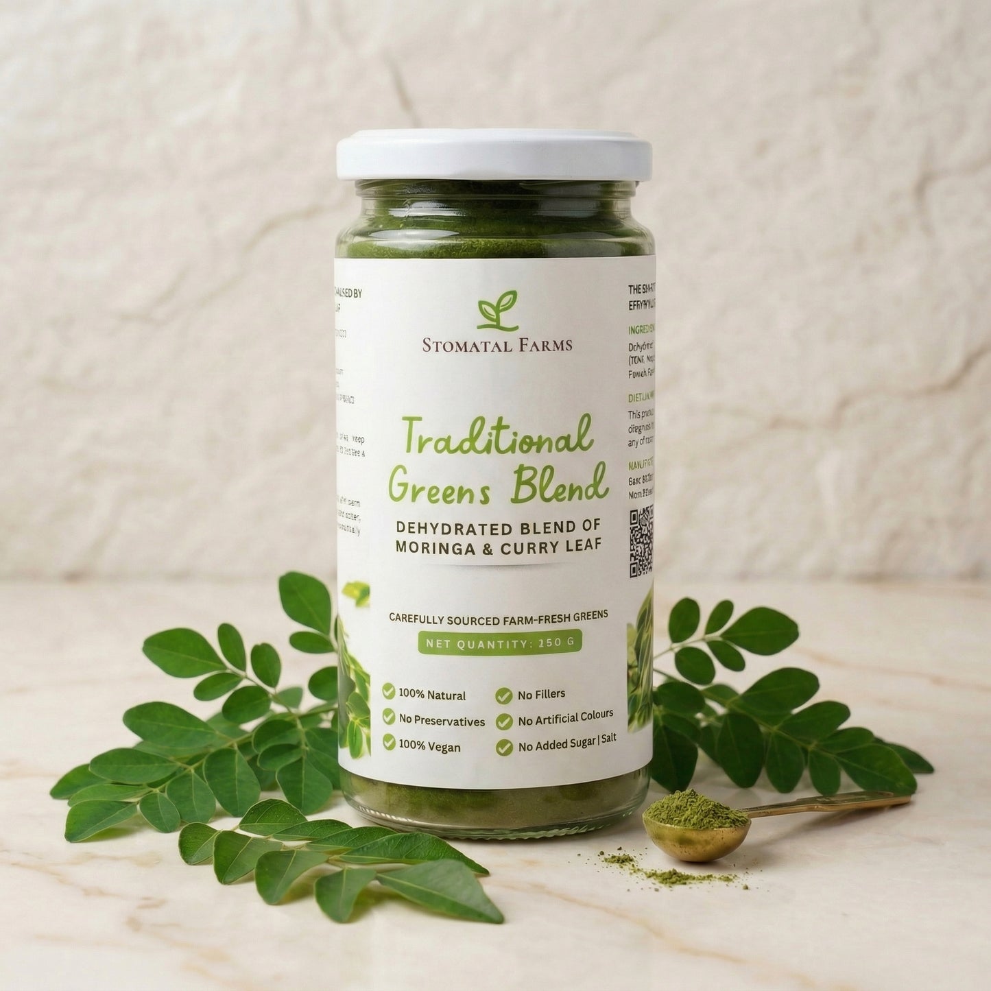 Traditional Greens Blend – Moringa & Curry Leaf Powder (150 g)
