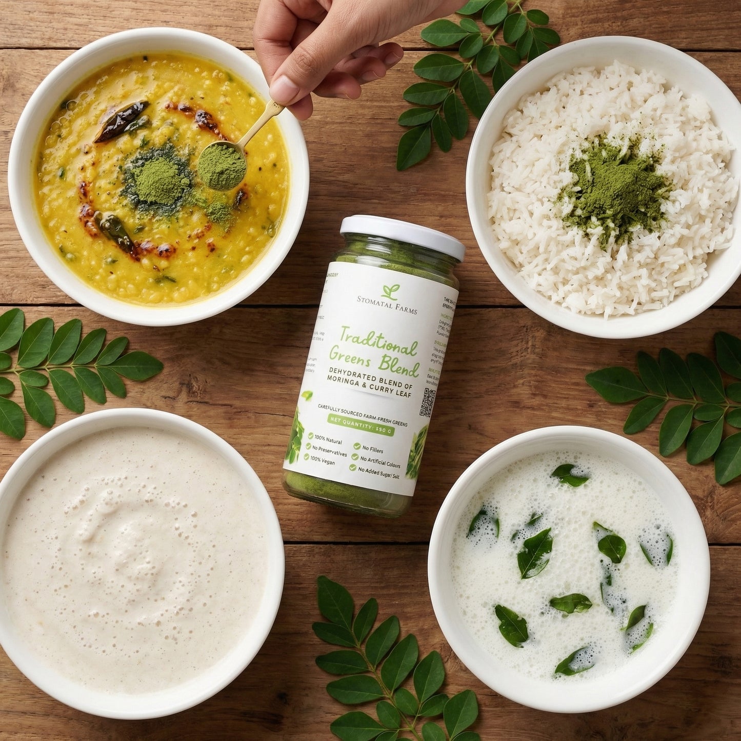 Traditional Greens Blend – Moringa & Curry Leaf Powder (150 g)
