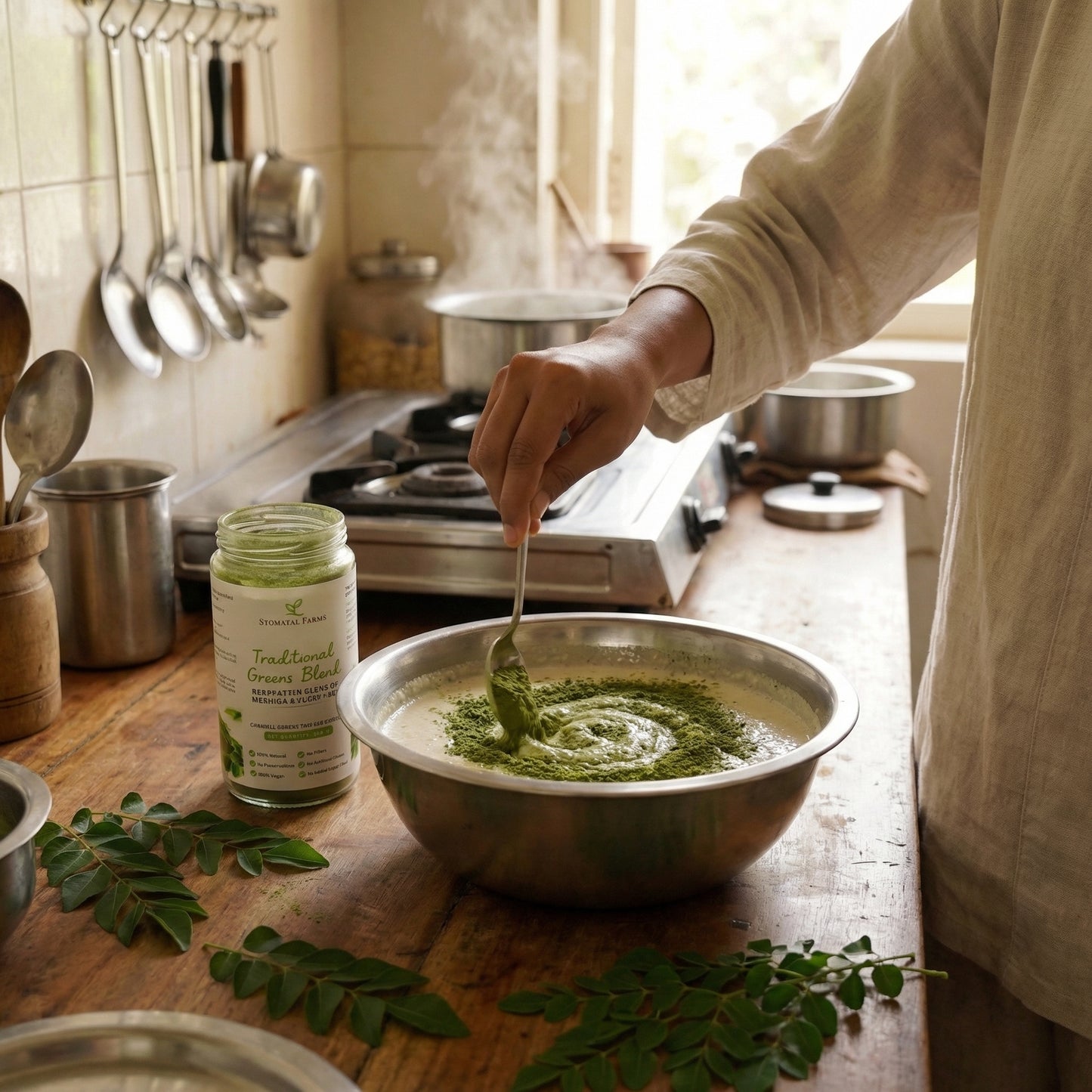 Traditional Greens Blend – Moringa & Curry Leaf Powder (150 g)
