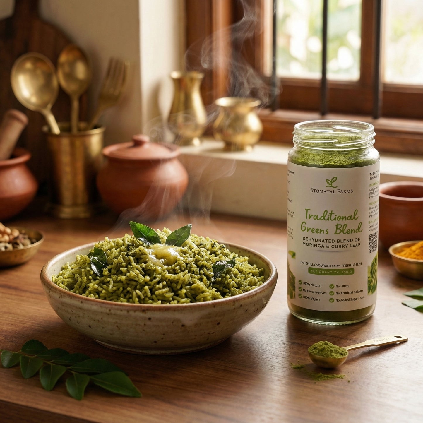 Traditional Greens Blend – Moringa & Curry Leaf Powder (150 g)