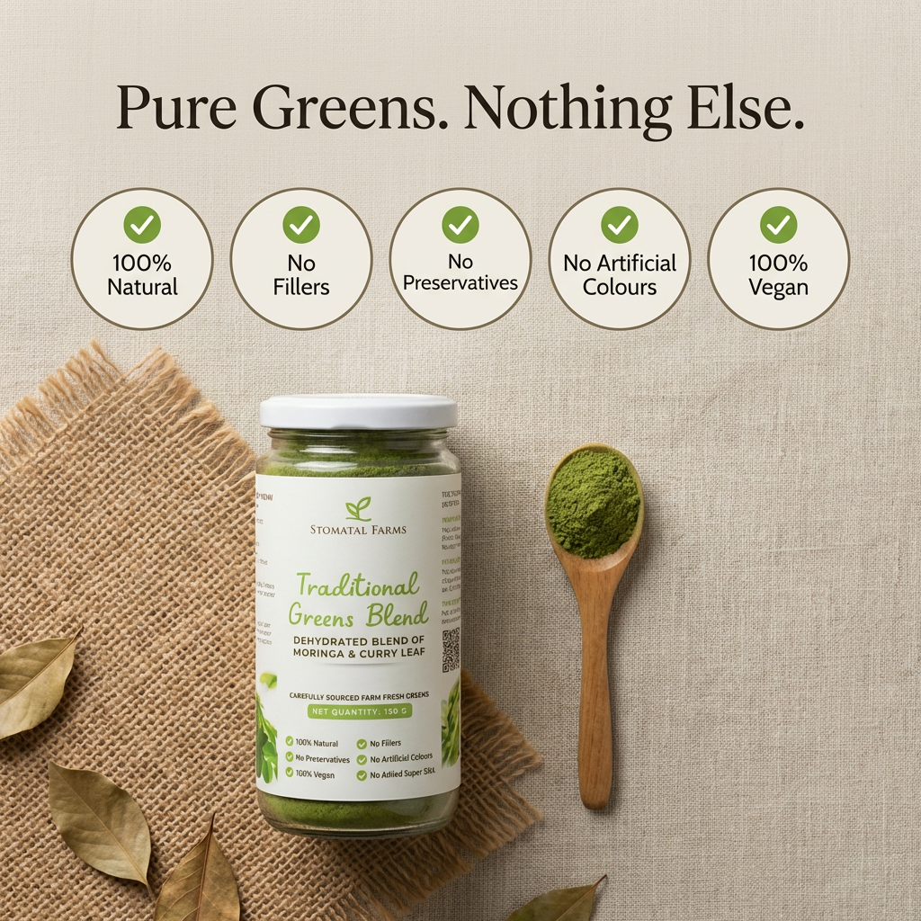 Traditional Greens Blend – Moringa & Curry Leaf Powder (150 g)