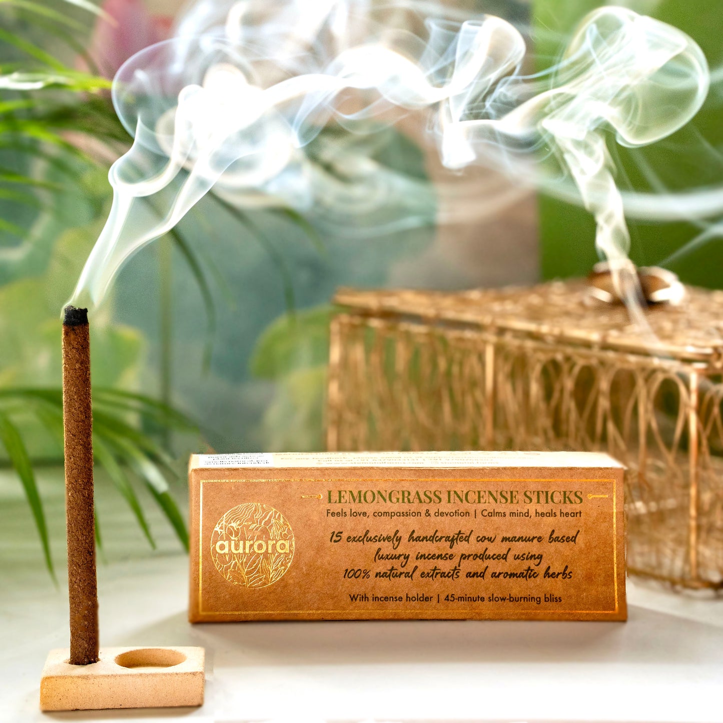 Aurora’s Balance Combo – Incense Stick + Incense Cup (Dasangam, Floral, Lemongrass)