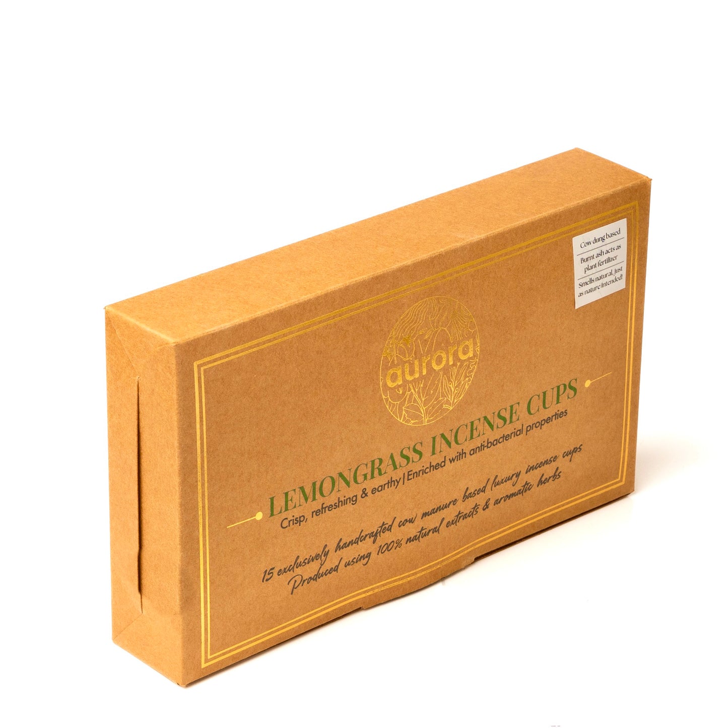 Aurora’s Lemongrass Cow Dung Incense Cups – Pack of 3